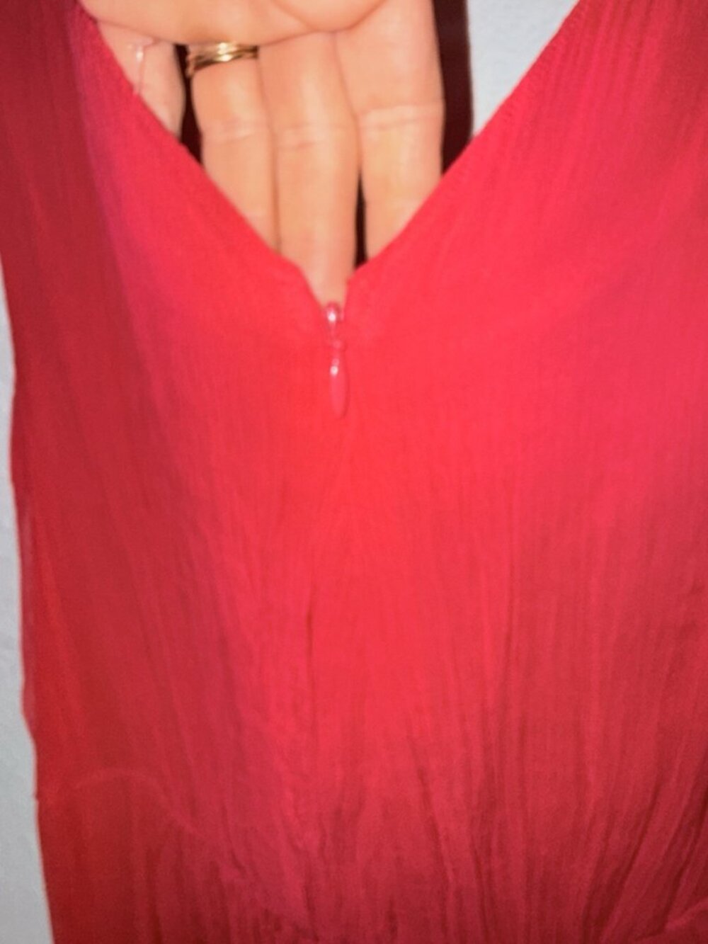 Soft Surroundings Charmonte High-Low Maxi Dress Red Chiffon Date Night 10P X - Picture 12 of 13